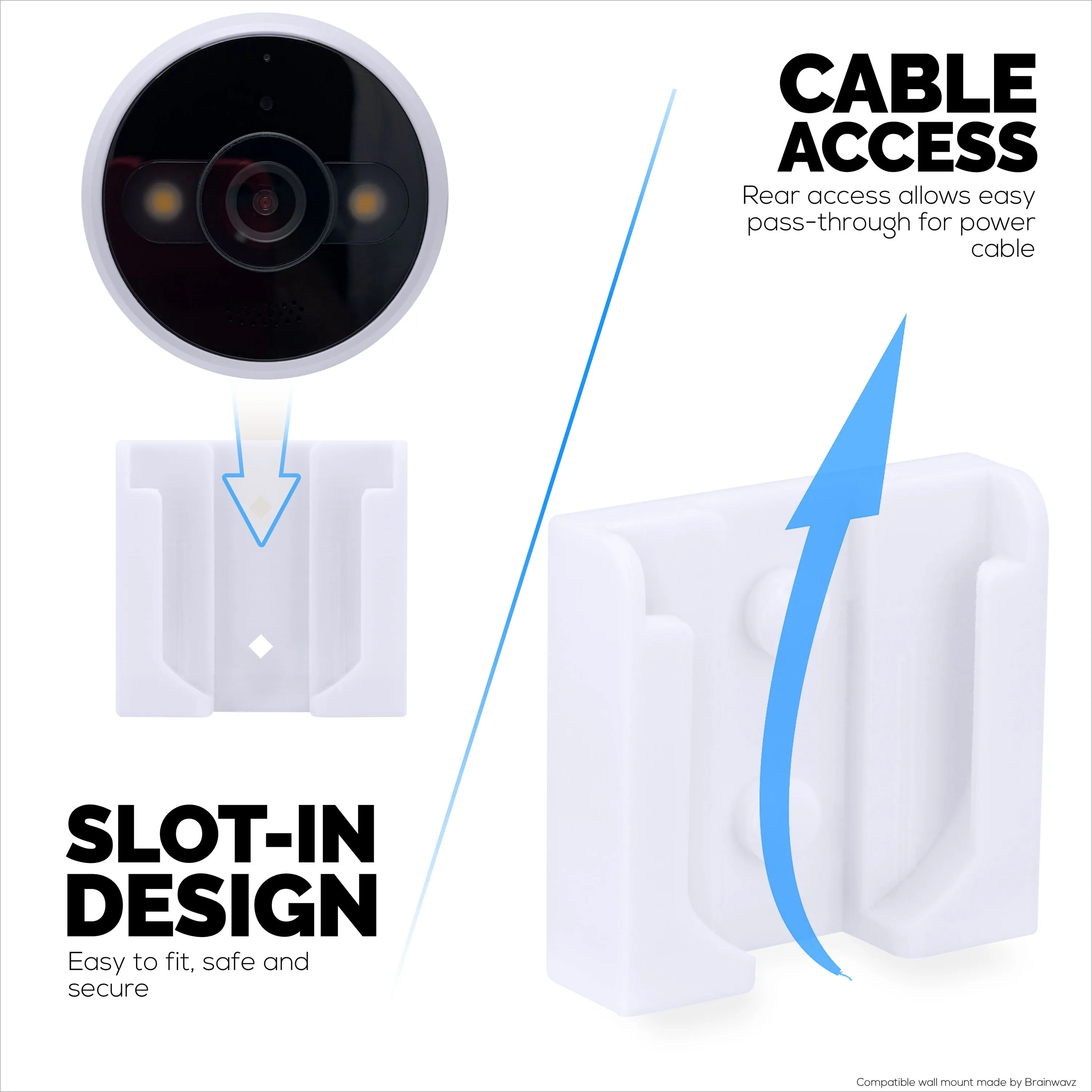 Screwless Wall Mount For TP-Link Kasa KC420WS Camera - Strong VHB Stick On Adhesive, Easy To Install, No Mess, Reduce Blind Spots & Better Viewing, Bracket Holder Shelf