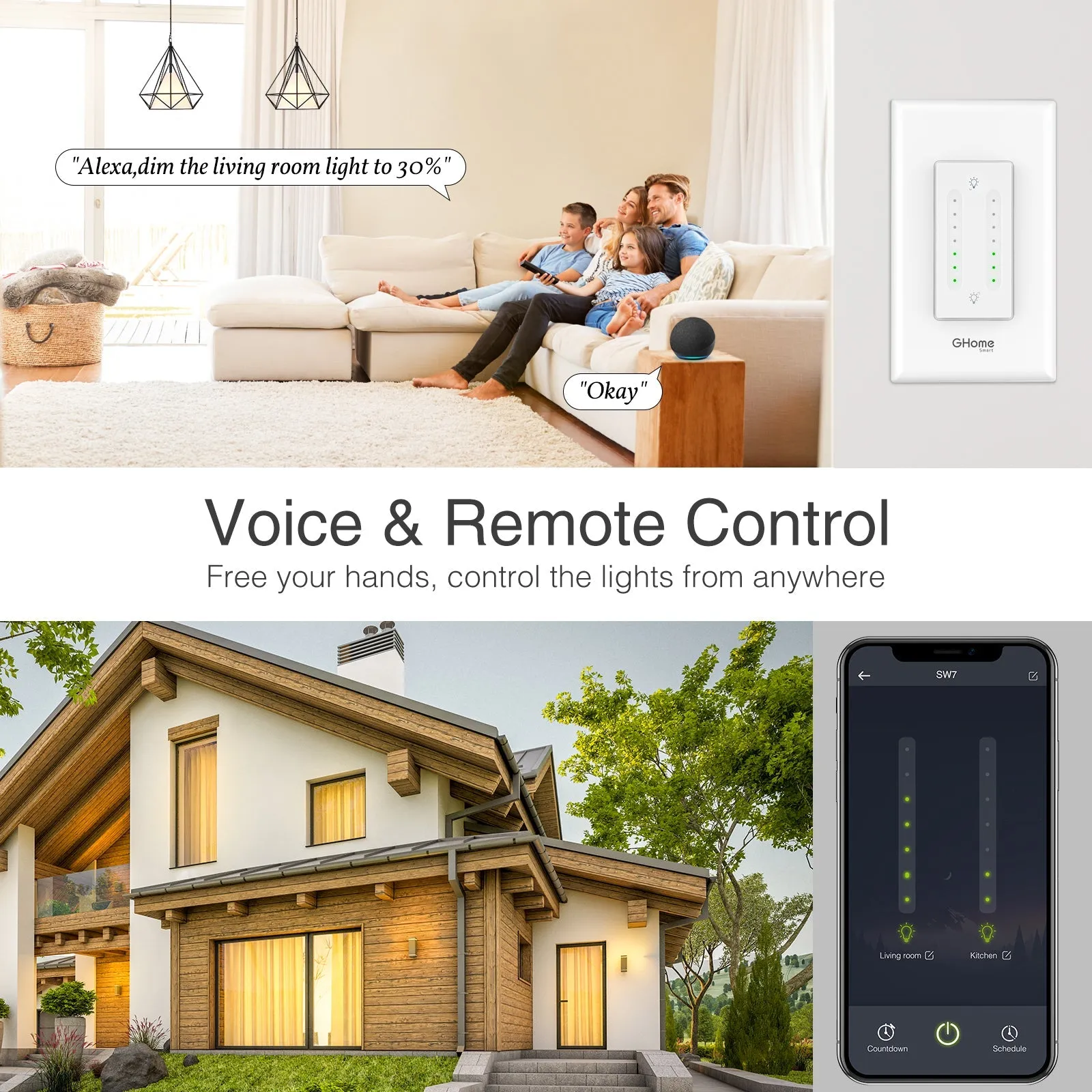 Smart Dual Dimmer Switch GHomeSmart® SW7