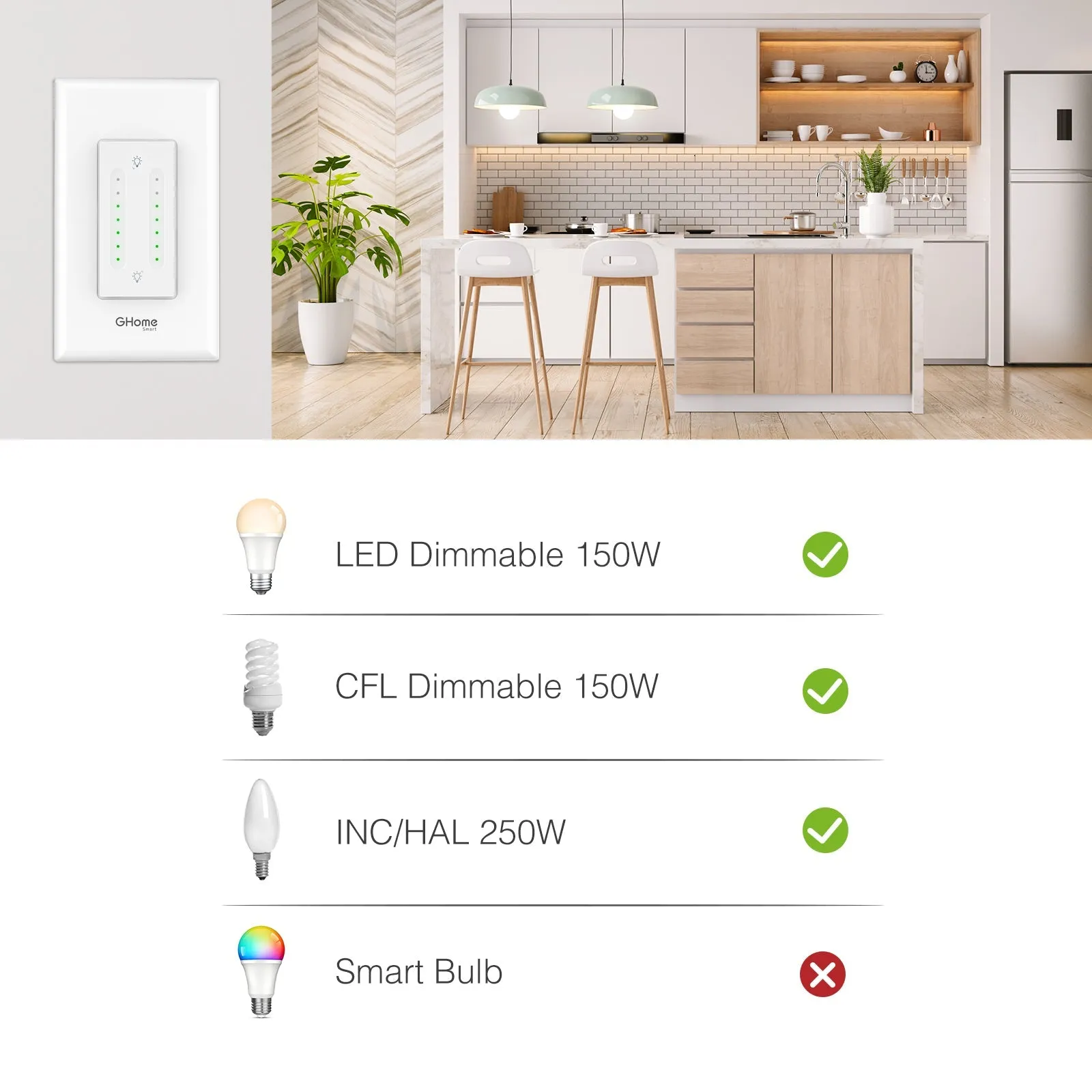 Smart Dual Dimmer Switch GHomeSmart® SW7