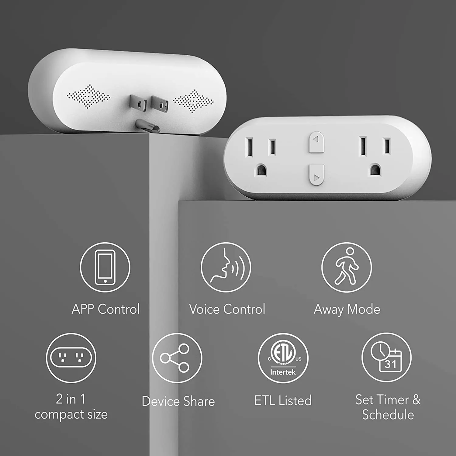 Smart Plug 15A WiFi&Bluetooth Outlet Extender Dual Socket Plugs Compatible Function 4-Pack ETL BN-LINK