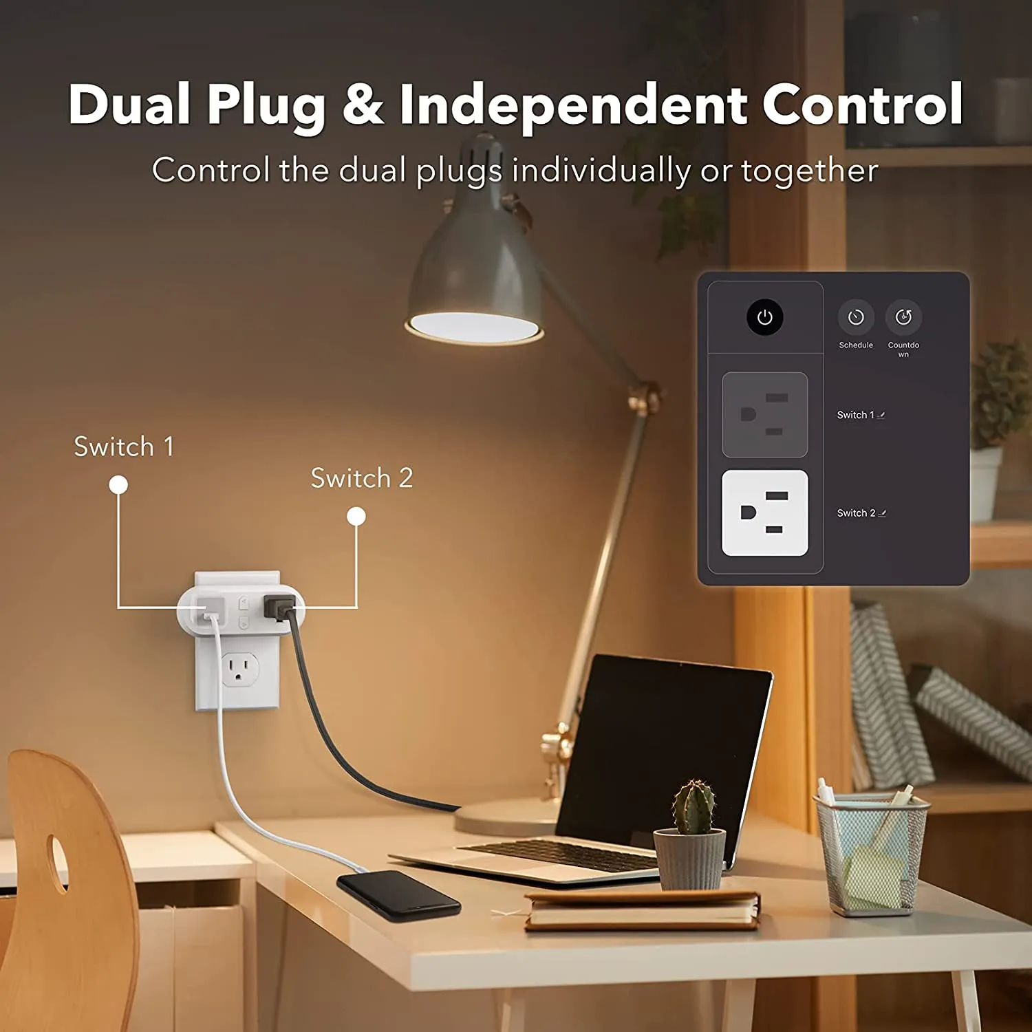 Smart Plug 15A WiFi&Bluetooth Outlet Extender Dual Socket Plugs Compatible Function 4-Pack ETL BN-LINK