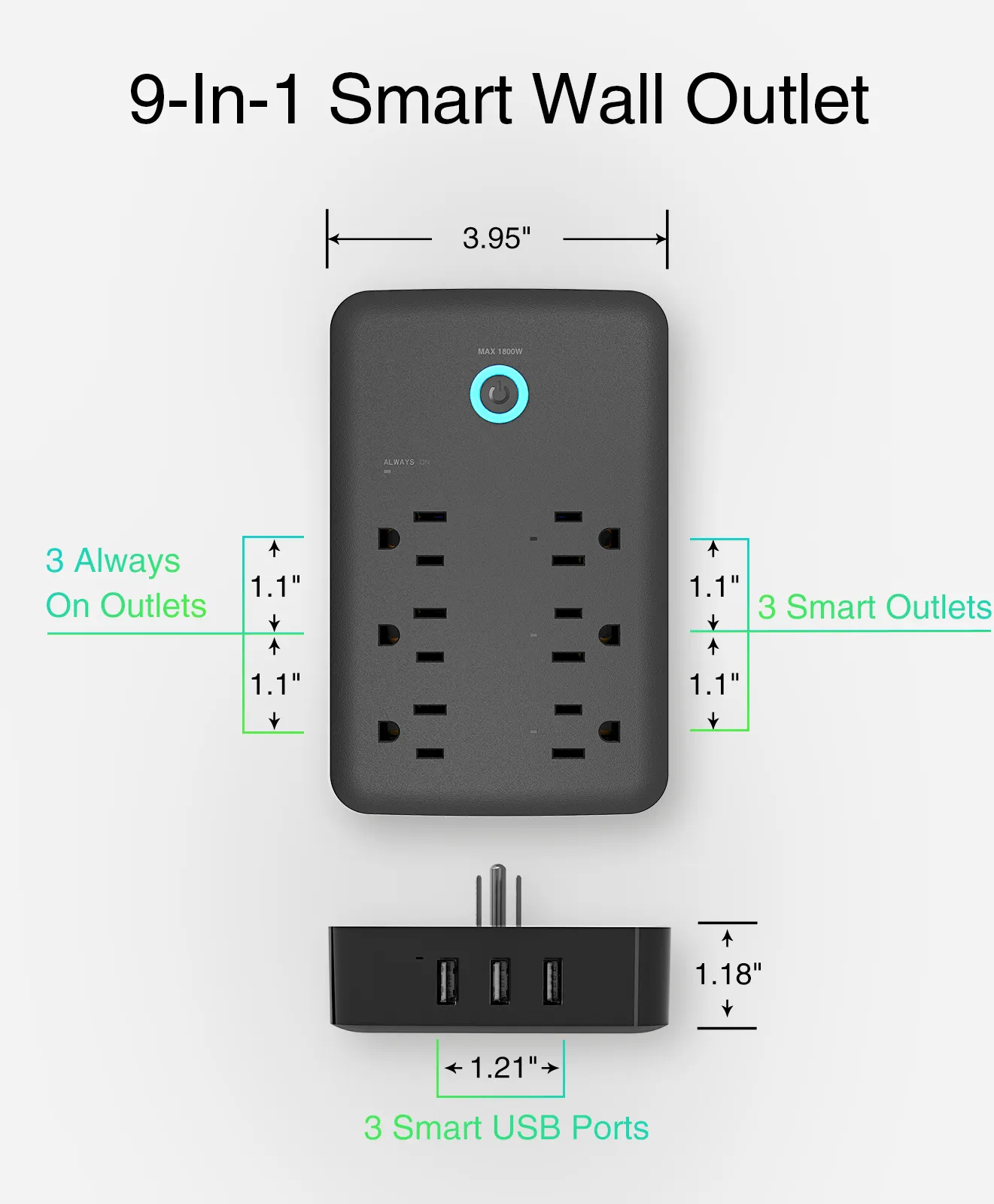 Smart Plug Outlet Extender GHomeSmart® P2