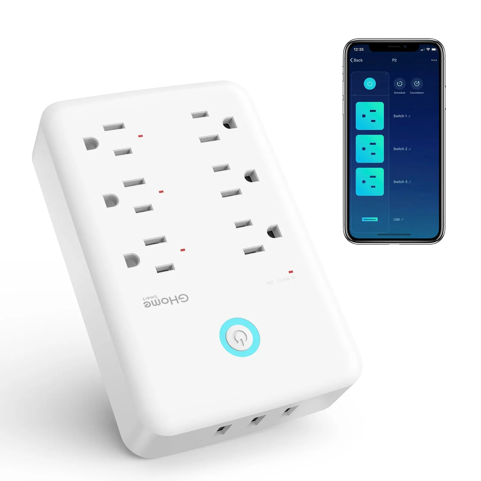 Smart Plug Outlet Extender GHomeSmart® P2