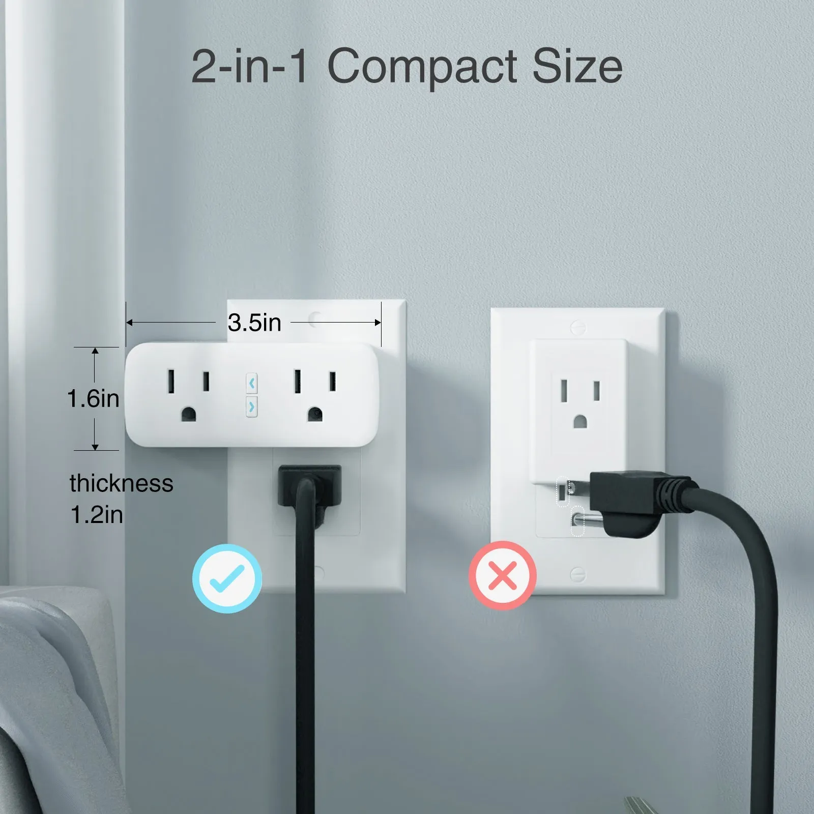Smart Plugs Wifi Dual Outlet GHomeSmart® WP2(2 PACK)