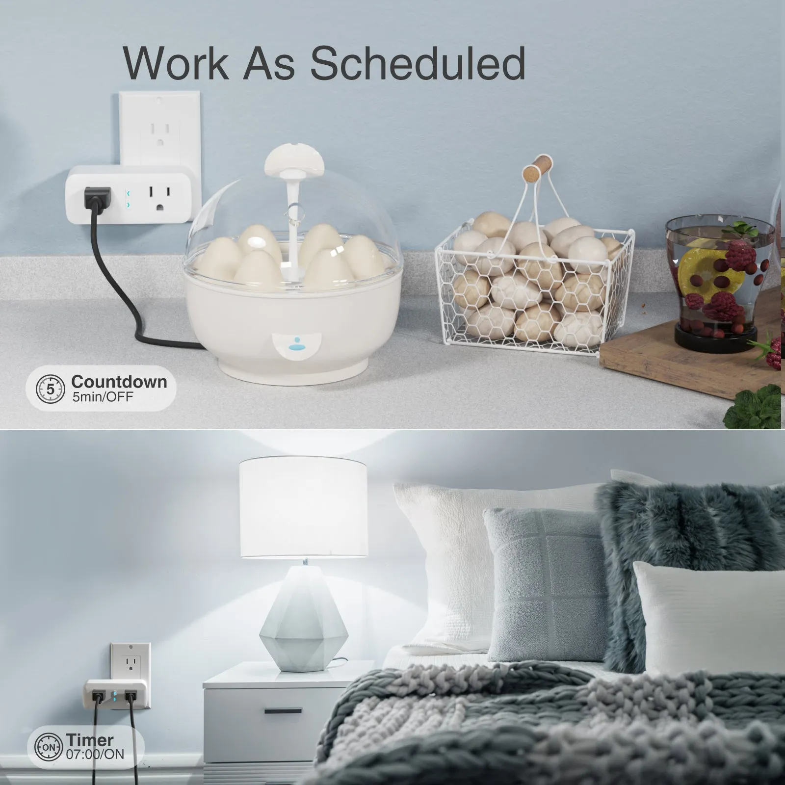 Smart Plugs Wifi Dual Outlet GHomeSmart® WP2(2 PACK)