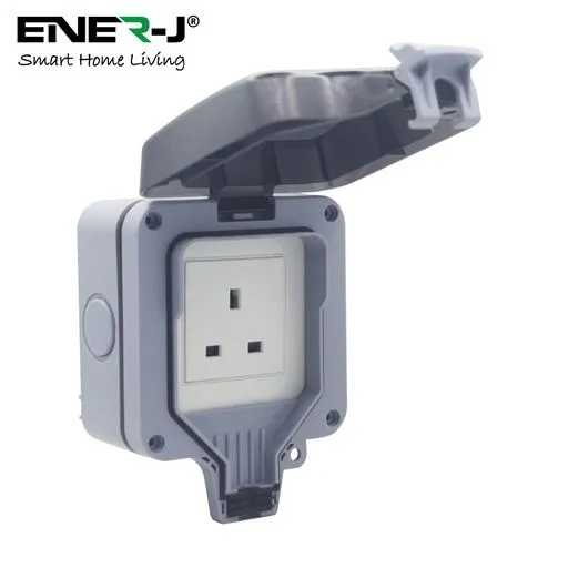 Smart Waterproof Outdoor Socket 13A WiFi Wall Socket, IP55 Rated 1 Gang 13 Amp Outdoor Weatherproof Power Electric Sockets for Garden & External Electrical Outlet