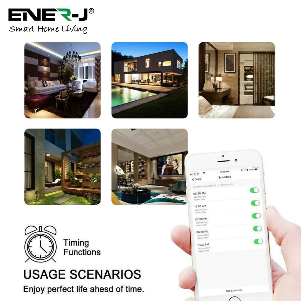Smart Wi-Fi 13A Wi-Fi Twin Wall Sockets with single USB. Push button