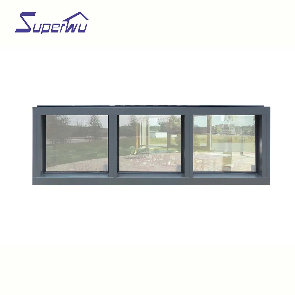 Superwu High Quality German Brand Hardware Thermal Break Aluminum Fixed Window Double Glazed Windows