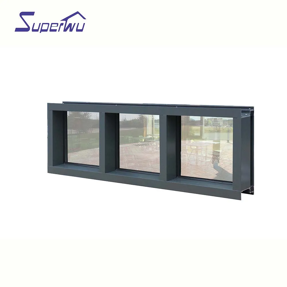 Superwu High Quality German Brand Hardware Thermal Break Aluminum Fixed Window Double Glazed Windows