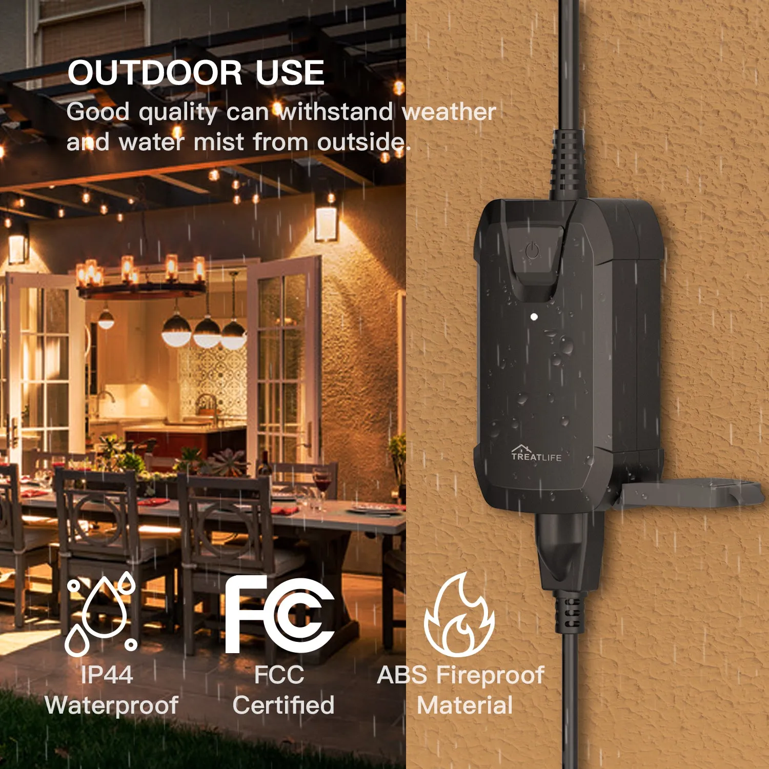 Treatlife Smart Outdoor Dimmer, 400W, IP44, Works with Alexa and Google Home