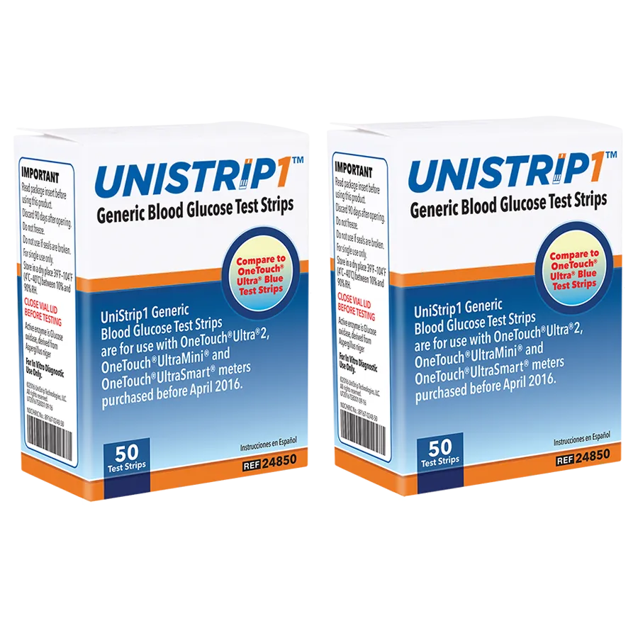 UniStrip Glucose Test Strips - 100ct - Compatible with OneTouch Ultra Meters