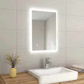 VENETIAN IMAGE Bathroom Mirror with Led Lighting Wall Mirror with Button Switch Energy Saving Class A    (Contemporary, 50x70 CM) 6000K Cool White Led