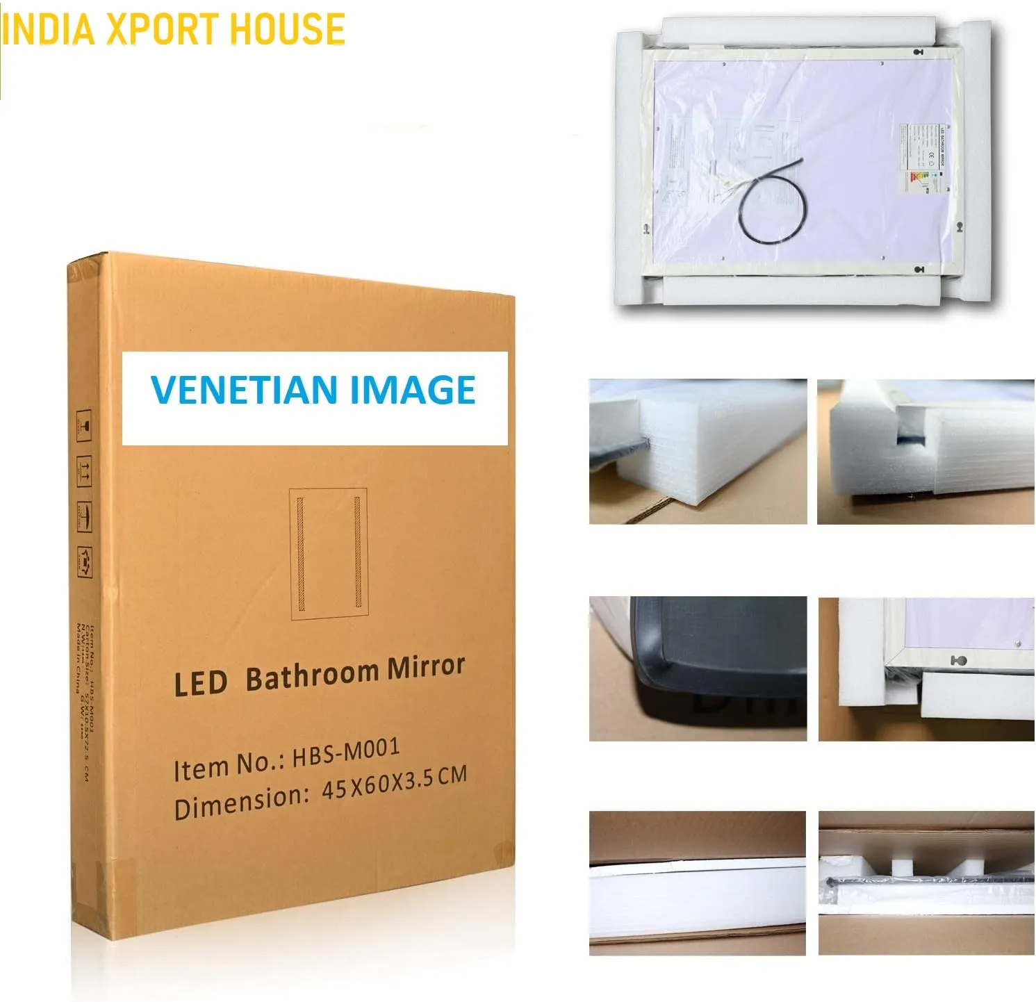 VENETIAN IMAGE Bathroom Mirror with Led Lighting Wall Mirror with Button Switch Energy Saving Class A    (Contemporary, 50x70 CM) 6000K Cool White Led