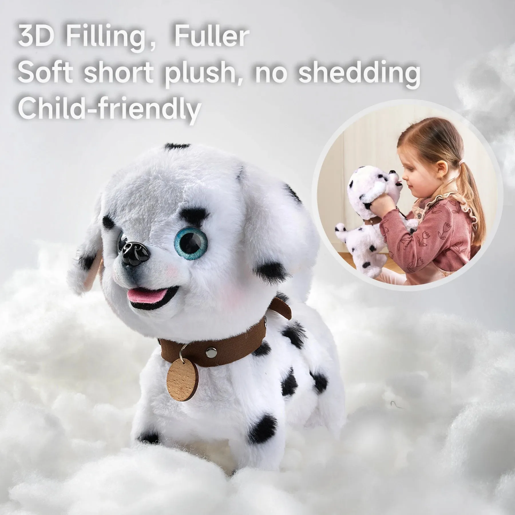 Walking barking toy dog with remote & voice control electronic interactive plush puppy with leash, shake tail, sing, realistic dog toy set for toddler kids 3 Years 