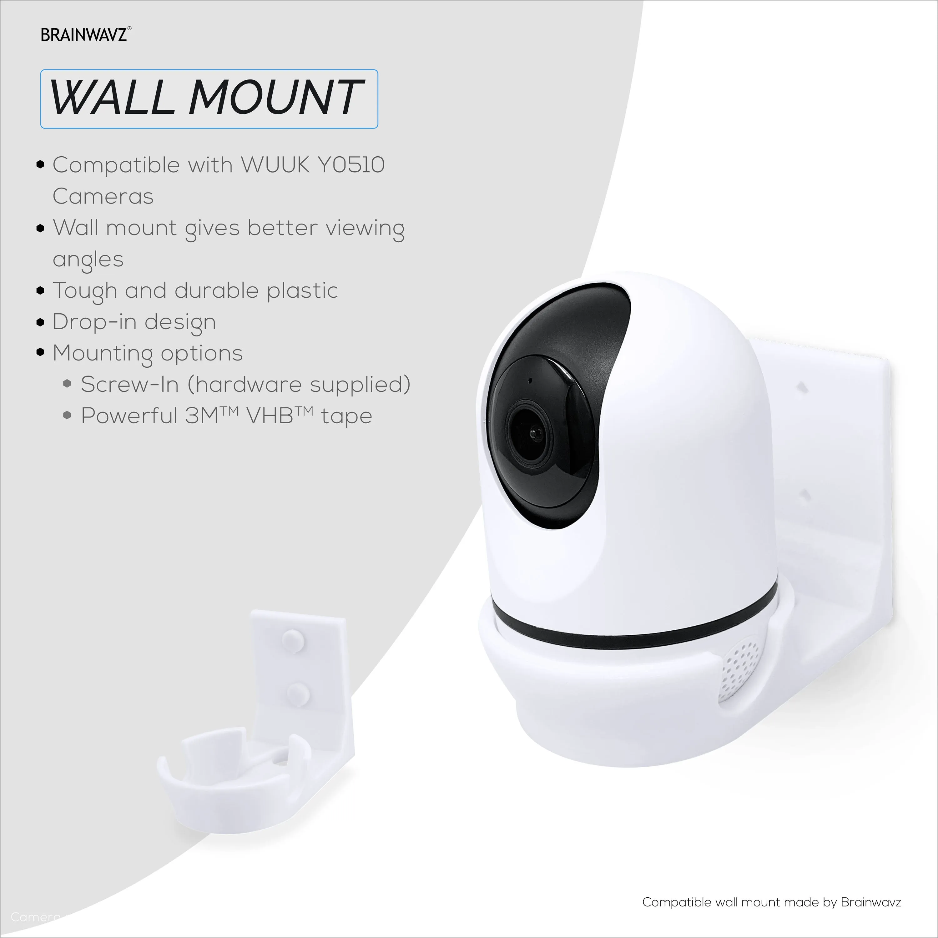 Wall Mount Compatible with WUUK Y0510 Security Camera - Adhesive & Screw for In Easy Installation, Reduce Blind Spots & Clutter