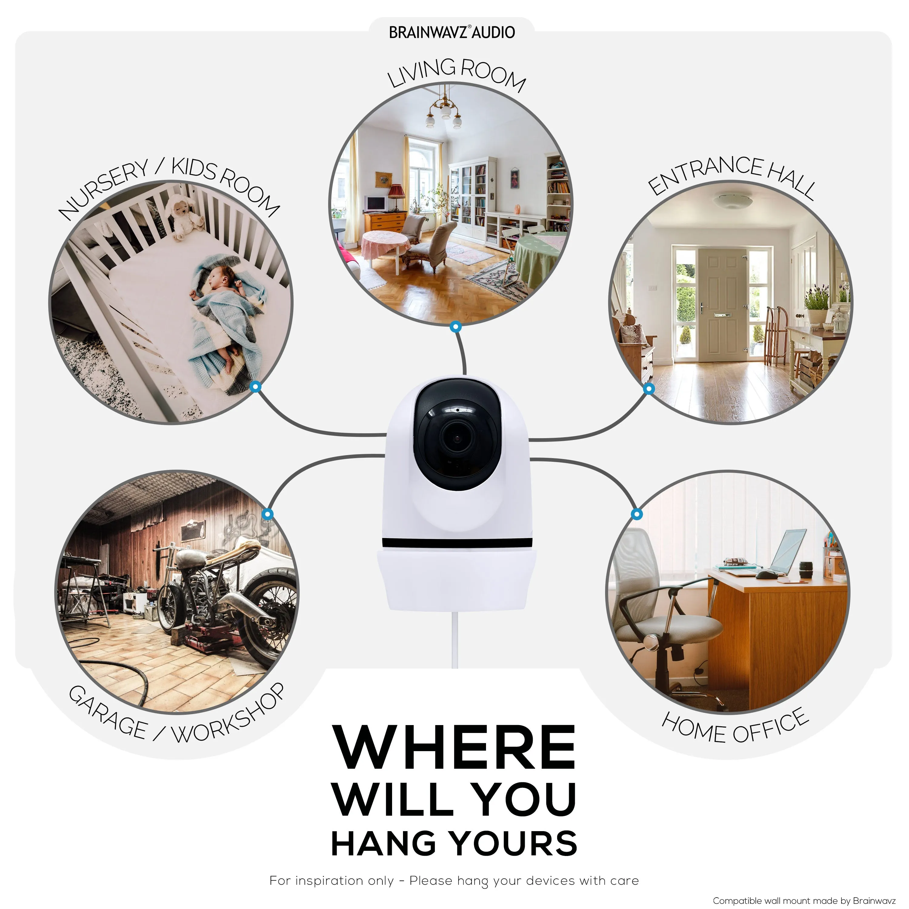 Wall Mount Compatible with WUUK Y0510 Security Camera - Adhesive & Screw for In Easy Installation, Reduce Blind Spots & Clutter