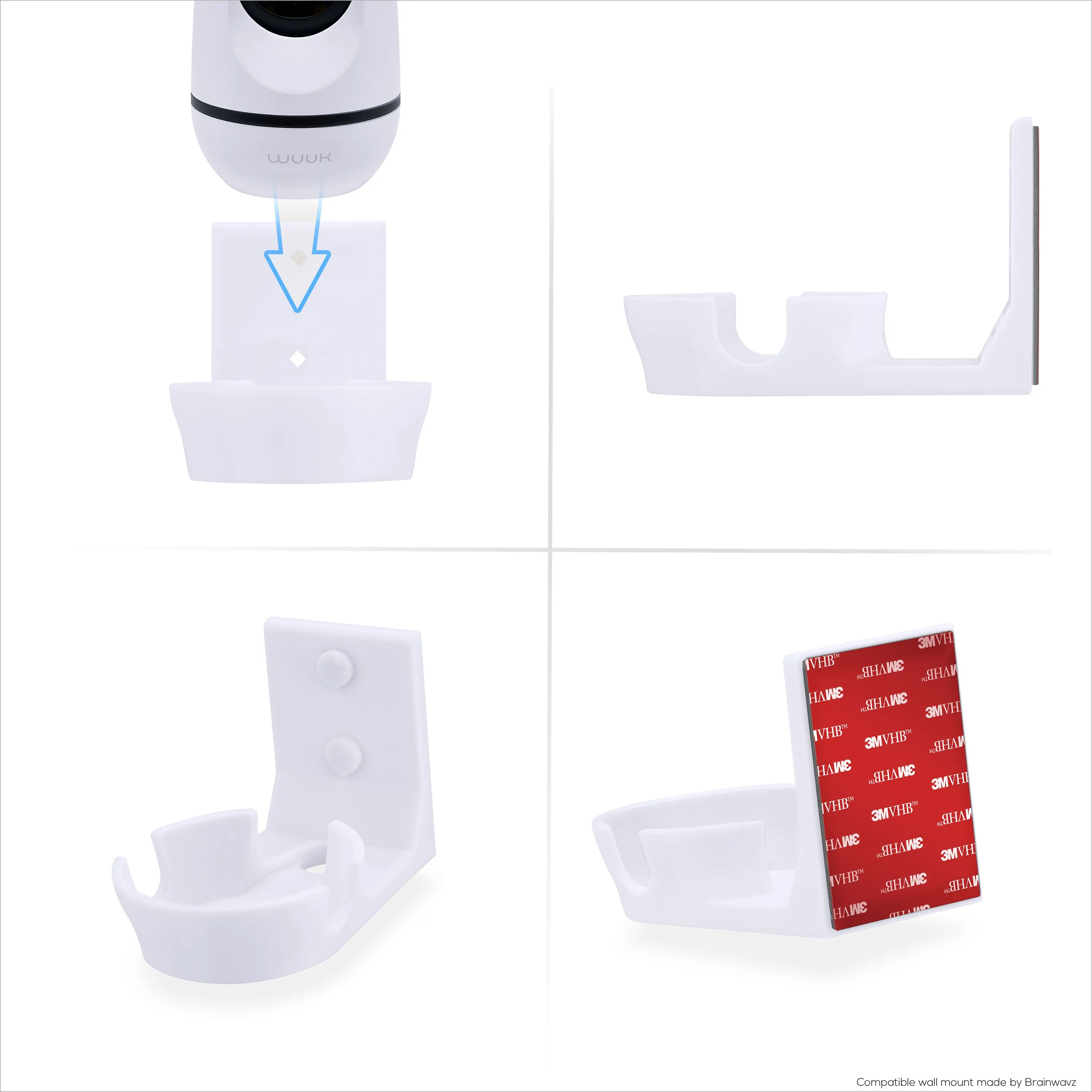 Wall Mount Compatible with WUUK Y0510 Security Camera - Adhesive & Screw for In Easy Installation, Reduce Blind Spots & Clutter