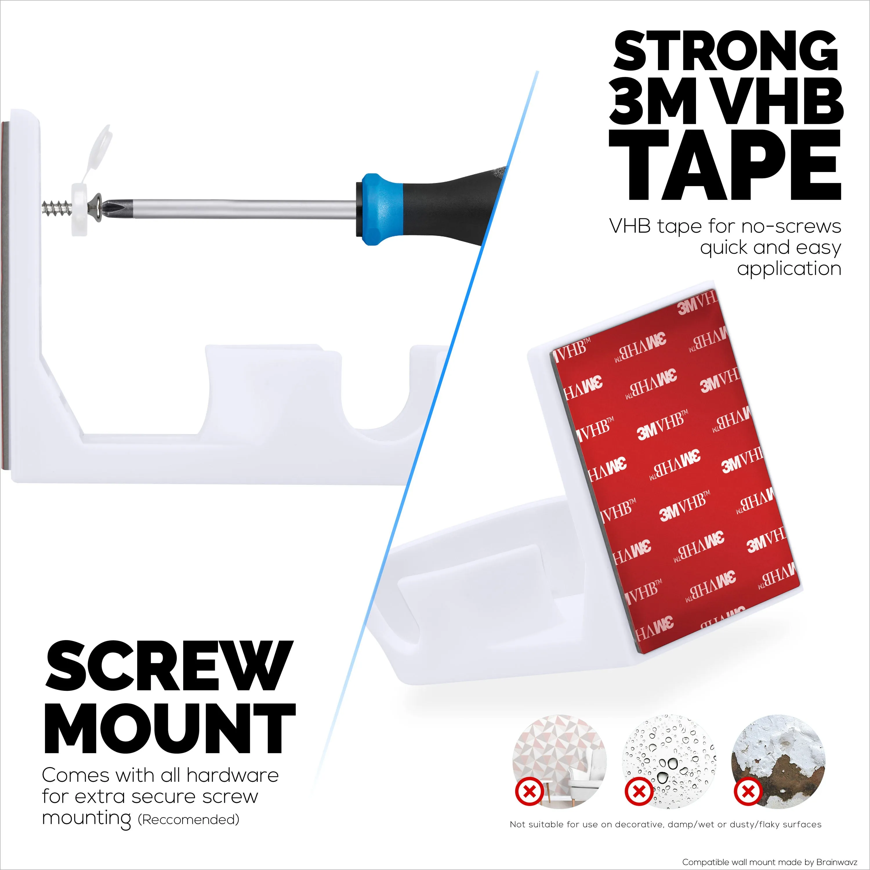 Wall Mount Compatible with WUUK Y0510 Security Camera - Adhesive & Screw for In Easy Installation, Reduce Blind Spots & Clutter