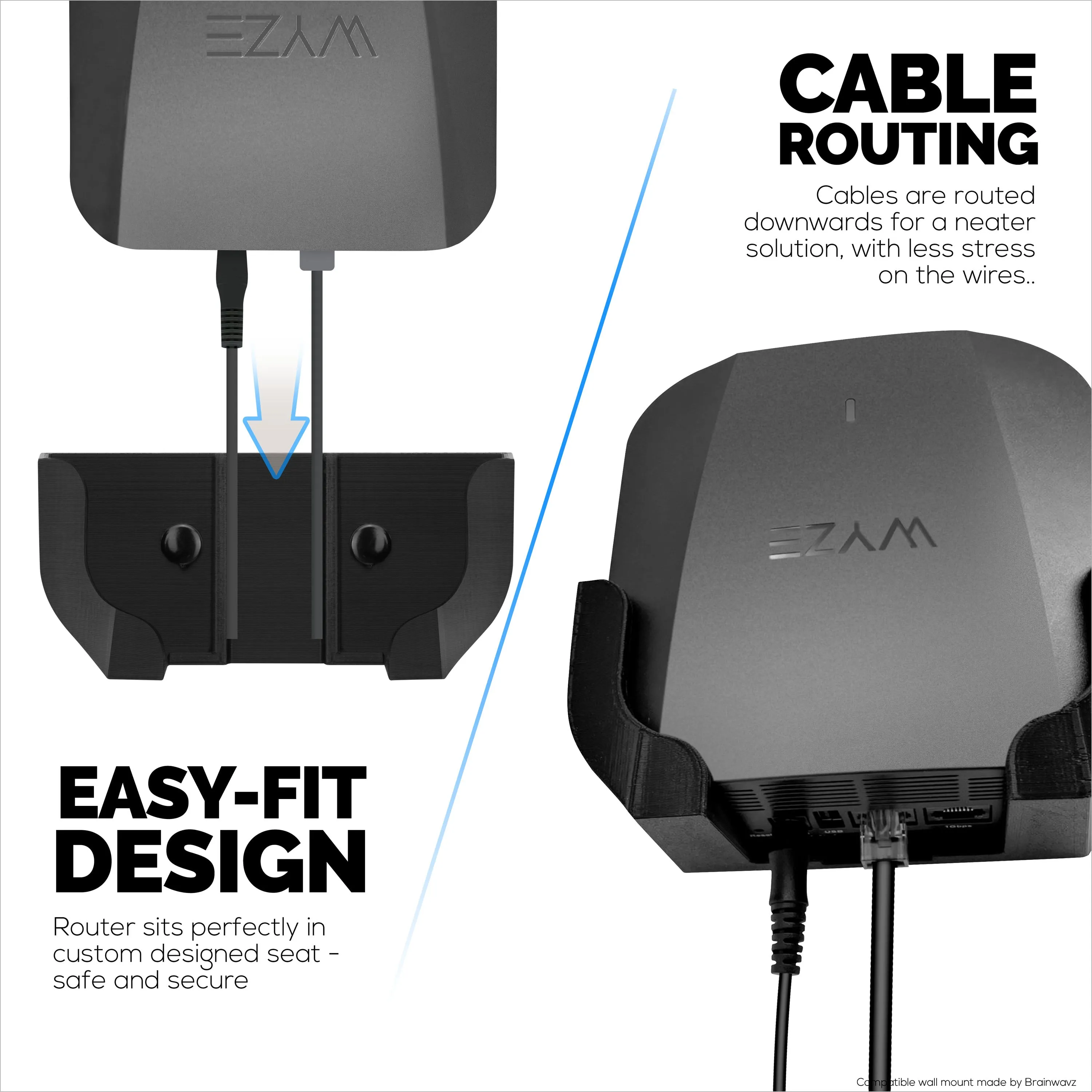 Wall Mount Compatible with Wyze PRO (AXE5400) Mesh Router Wi-Fi 6E Tri-Band, Easy to Install Holder Bracket, Reduce Interference & Clutter
