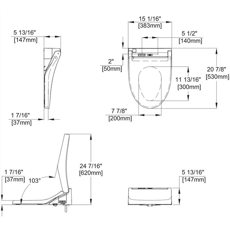 Washlet C5 Elongated Electronic Bidet Seat in Cotton White